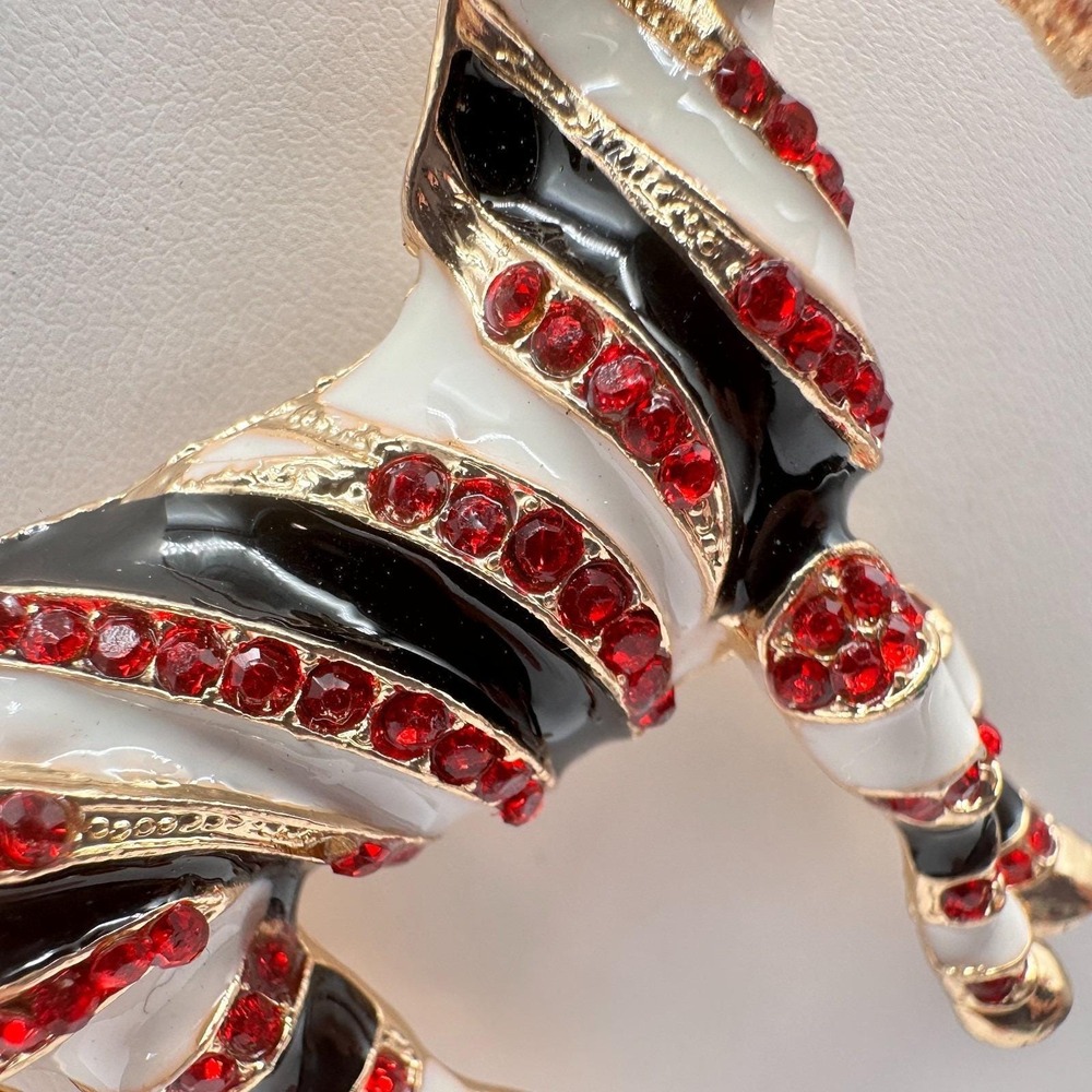 Vintage 90s Betsey Johnson Zebra Pendant Necklace Red Rhinestone Fashion Jewelry - Picture 8 of 13